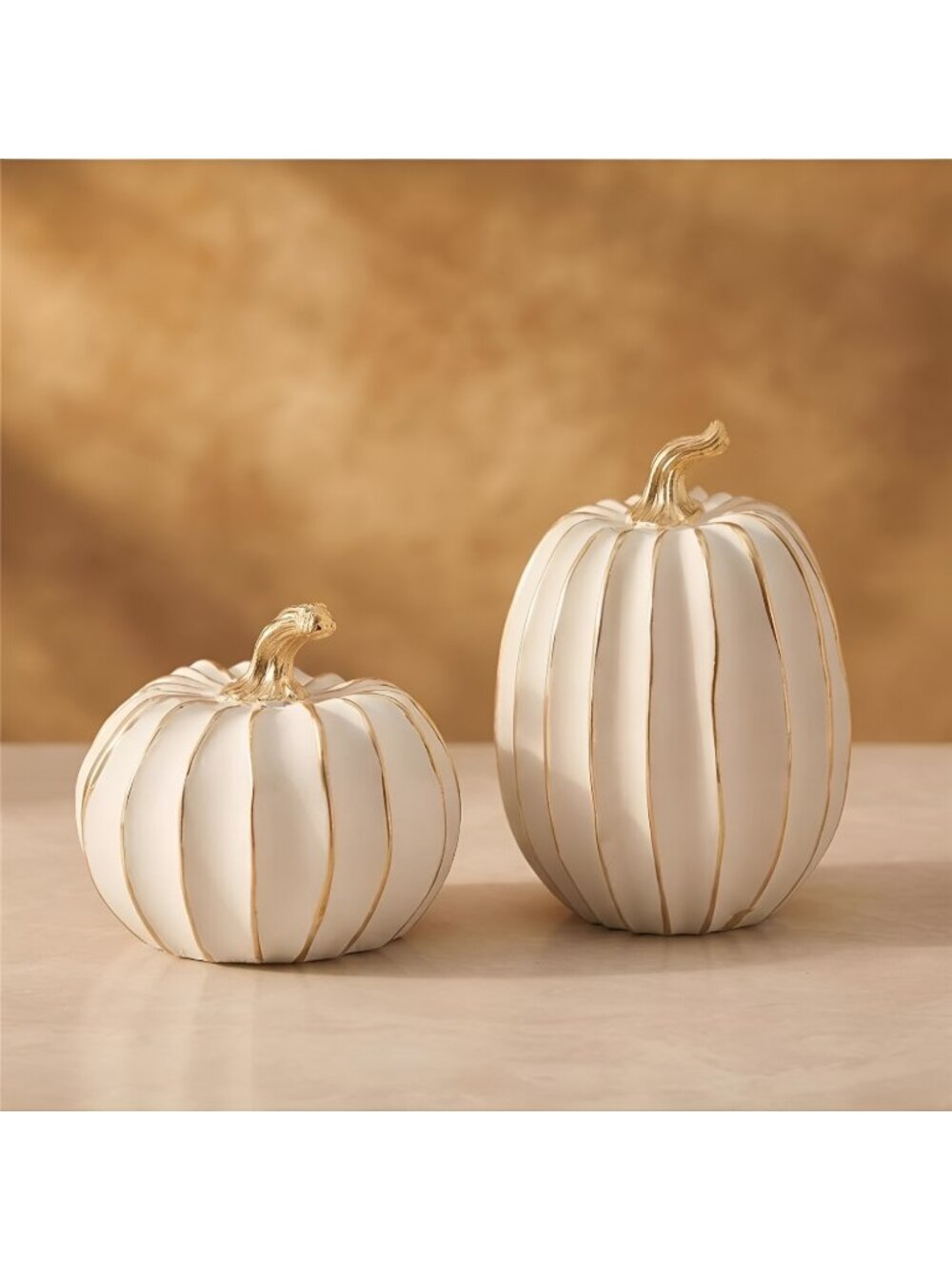 Fall Pumpkin Decor, 2Pcs Resin Thanksgiving Fake Pumpkin Figurines